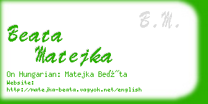 beata matejka business card